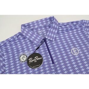 Rusty Putter Golf Polo Mens XL Shirt Performance Purple Geometric Tour Series